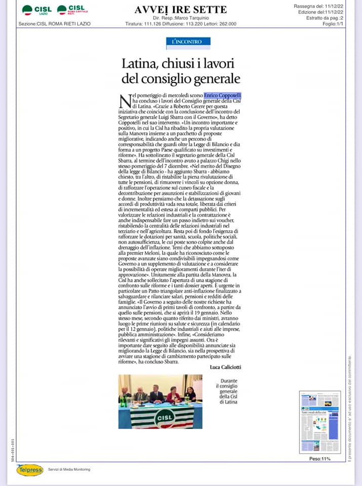 avvenire lazio sette latina consiglio generale 11 12 2022